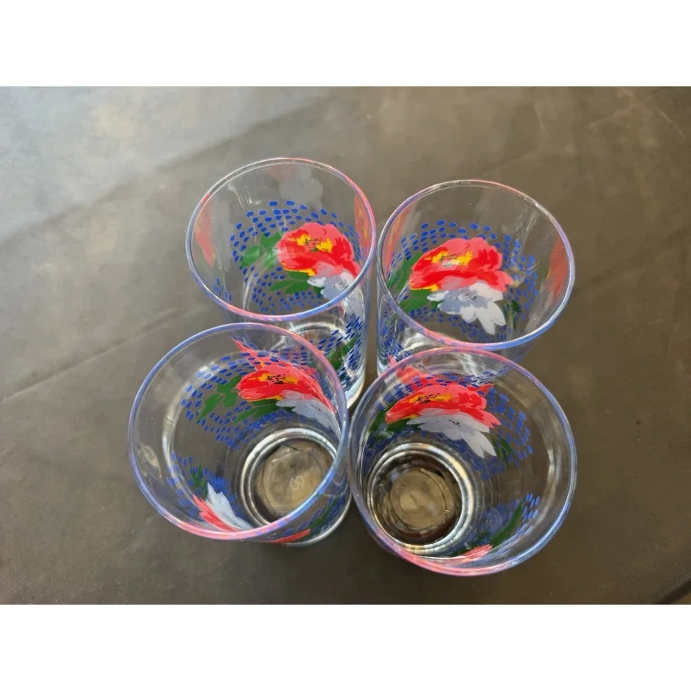 Pioneer Woman Dazzling Dahlias Floral 16 oz Drinking Glasses Set Of 4